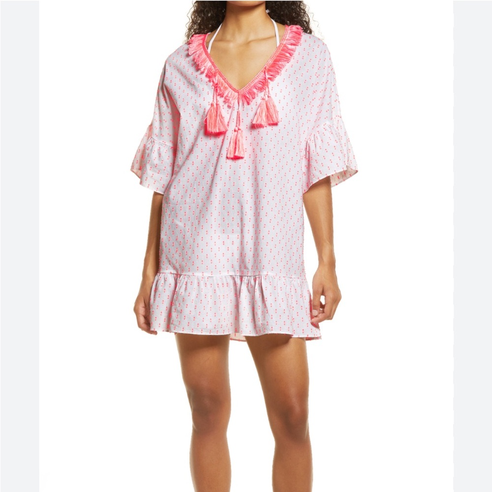 Lilly Pulitzer Kipper Coverup White and Tangerine Swim Cover NWT